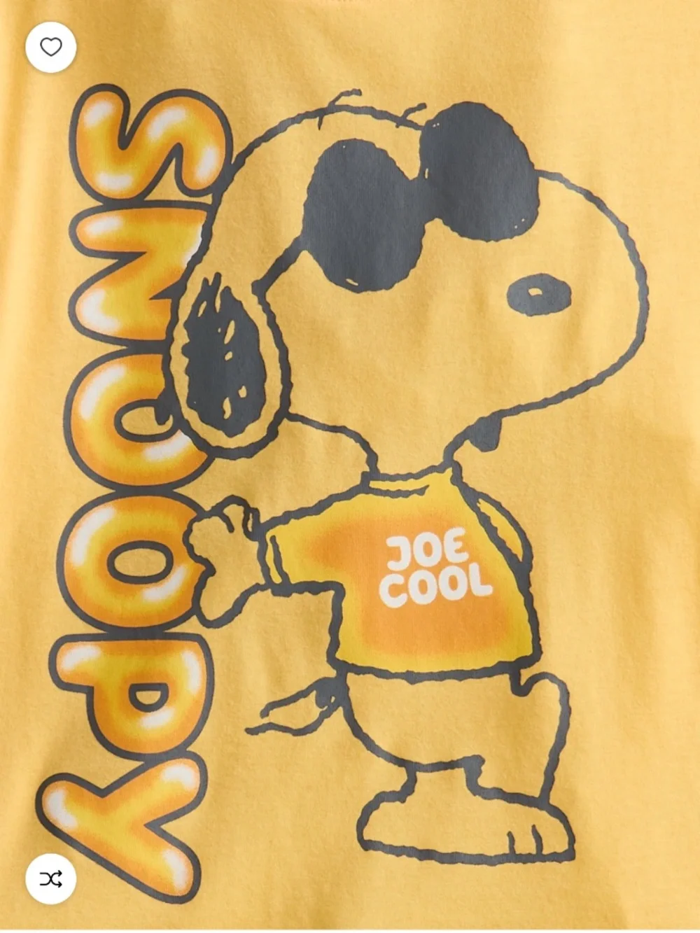 Peanuts Snoopy Toddler Unisex Yellow Dijon Short Sleeve Graphic Tee Shirt Size 5